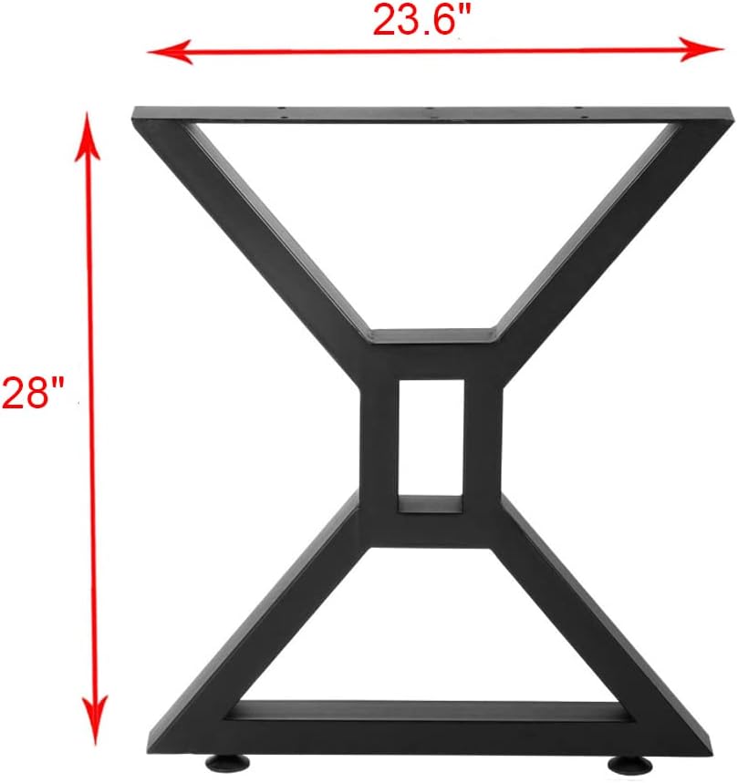 Metal Table Legs - Heavy Duty Desk & Furniture Legs, Modern Industrial Set of 2 (28" Height, 23.6" Wide)