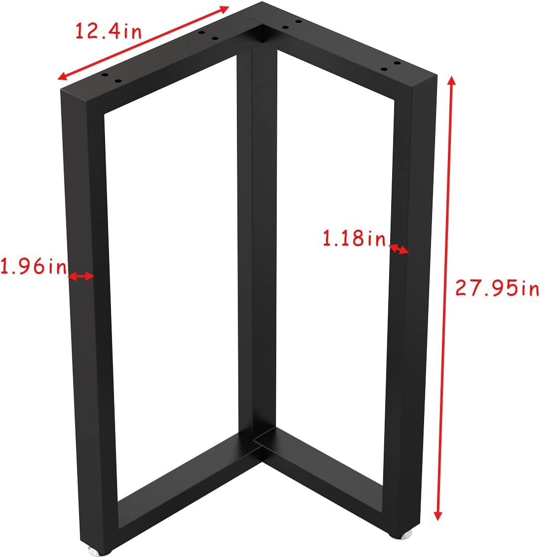 Metal Legs for Table V Shape 28" H Tall Metal Black Table Leg Heavy Duty Industrial Desk Legs Set of 2