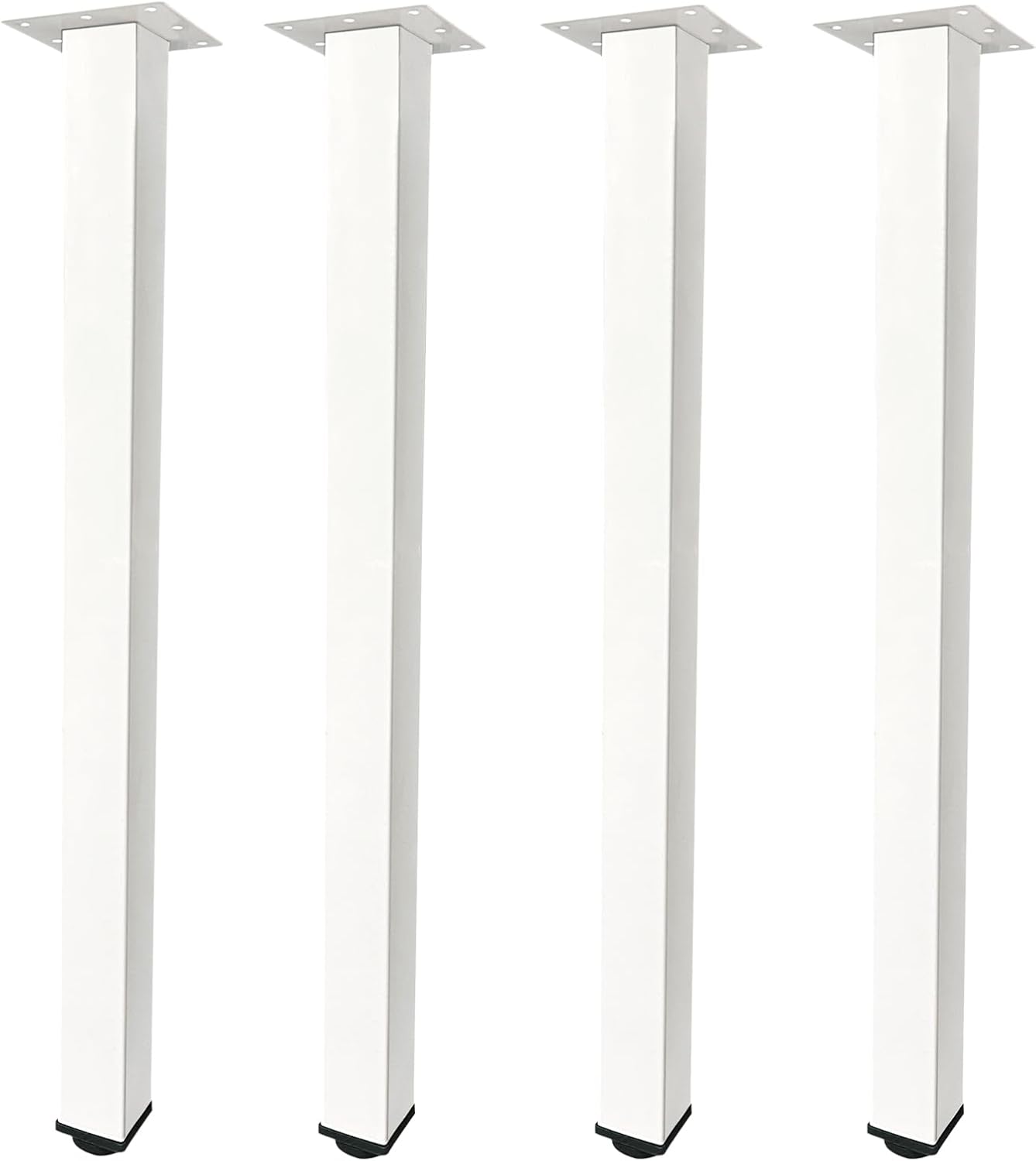 QLLY 28 inch Adjustable Metal Furniture Legs, Square Office Table Furniture Leg, Set of 4 (Black)