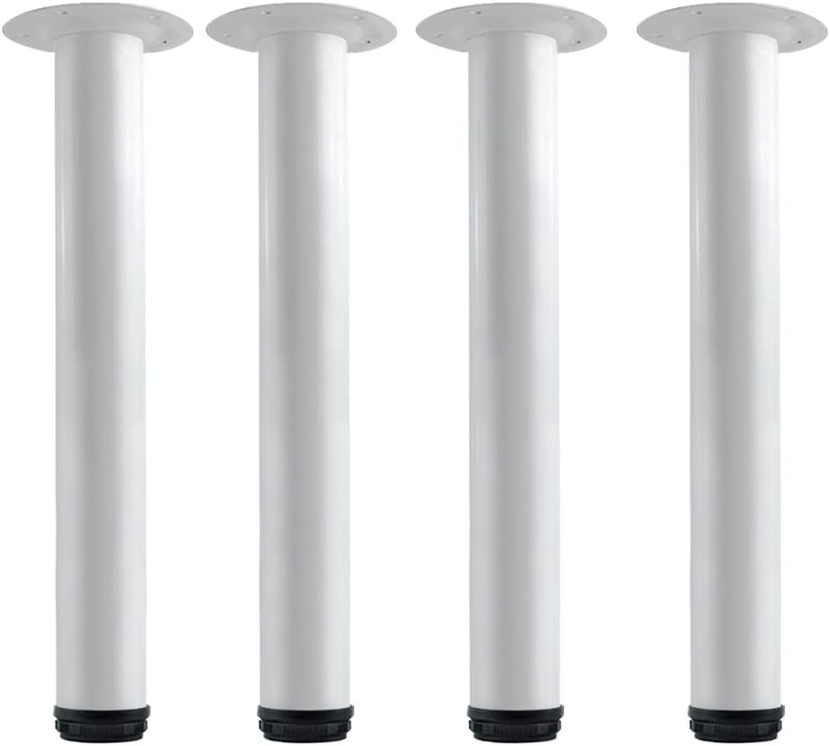 QLLY 30 inch Adjustable Tall Metal Desk Legs, Office Table Furniture Leg Set, Set of 4 (30 inch, Black)