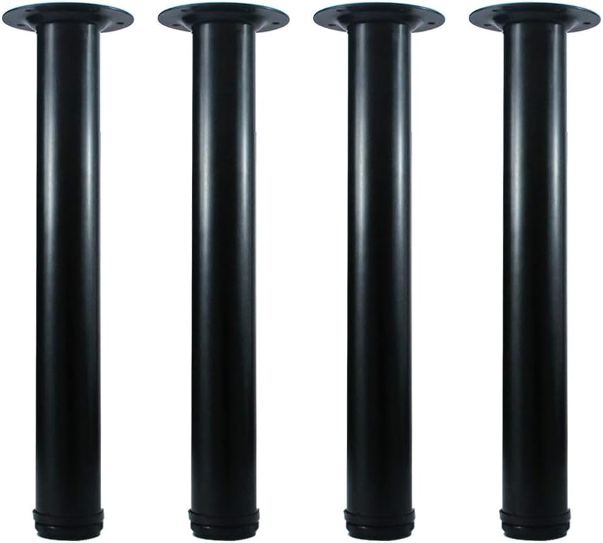 QLLY 30 inch Adjustable Tall Metal Desk Legs, Office Table Furniture Leg Set, Set of 4 (30 inch, Black)