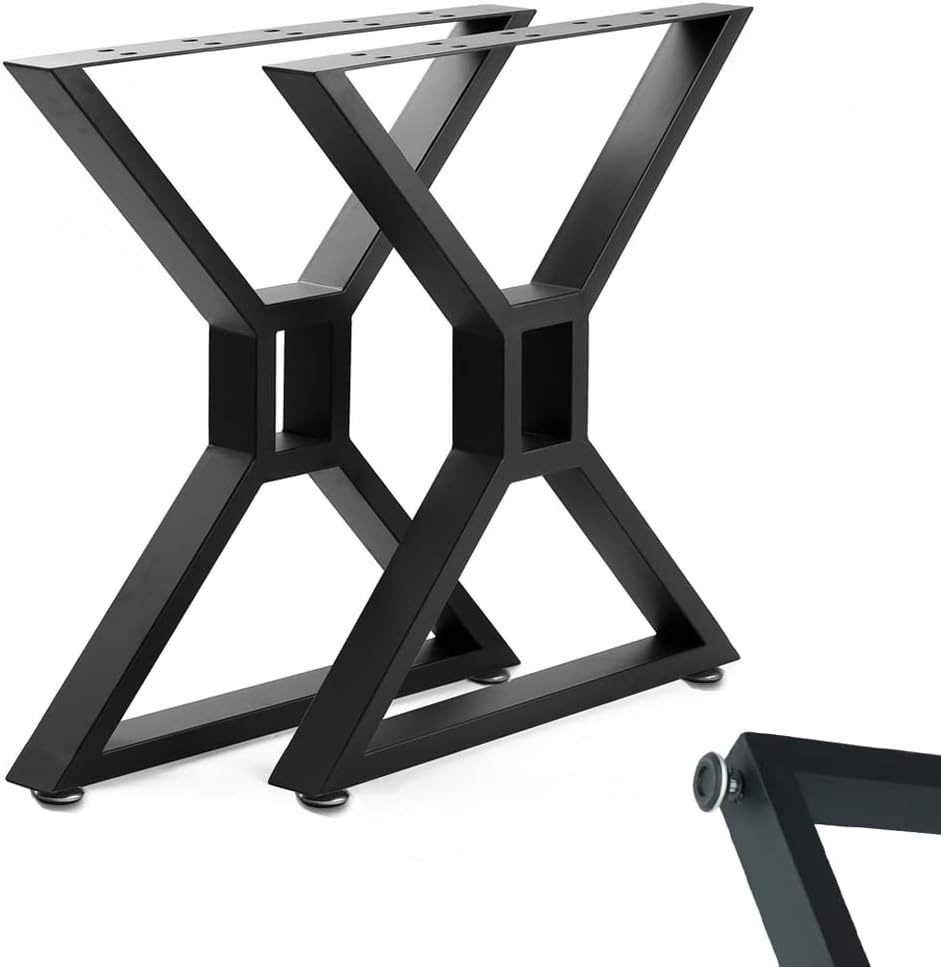 Metal Table Legs - Heavy Duty Desk & Furniture Legs, Modern Industrial Set of 2 (28" Height, 23.6" Wide)