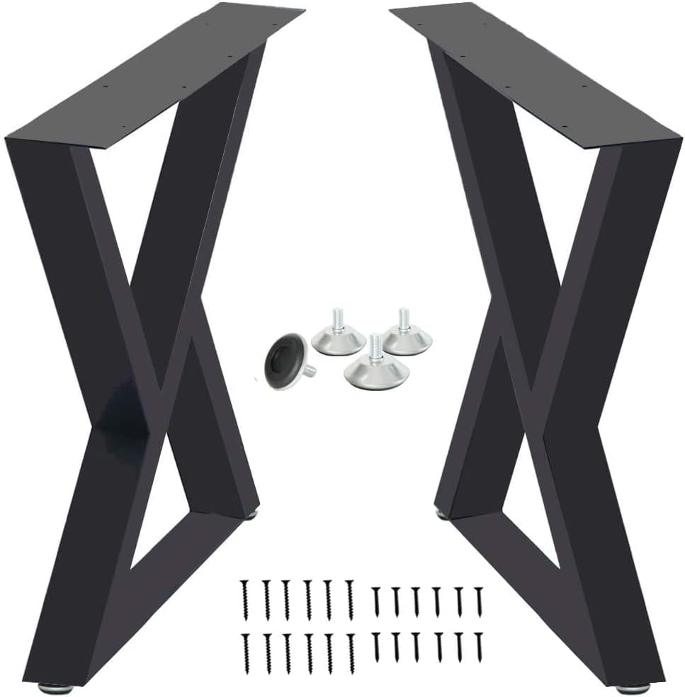 Metal Table Legs - Heavy Duty Desk & Furniture Legs, Modern Industrial Set of 2 (28" Height, 23.6" Wide)