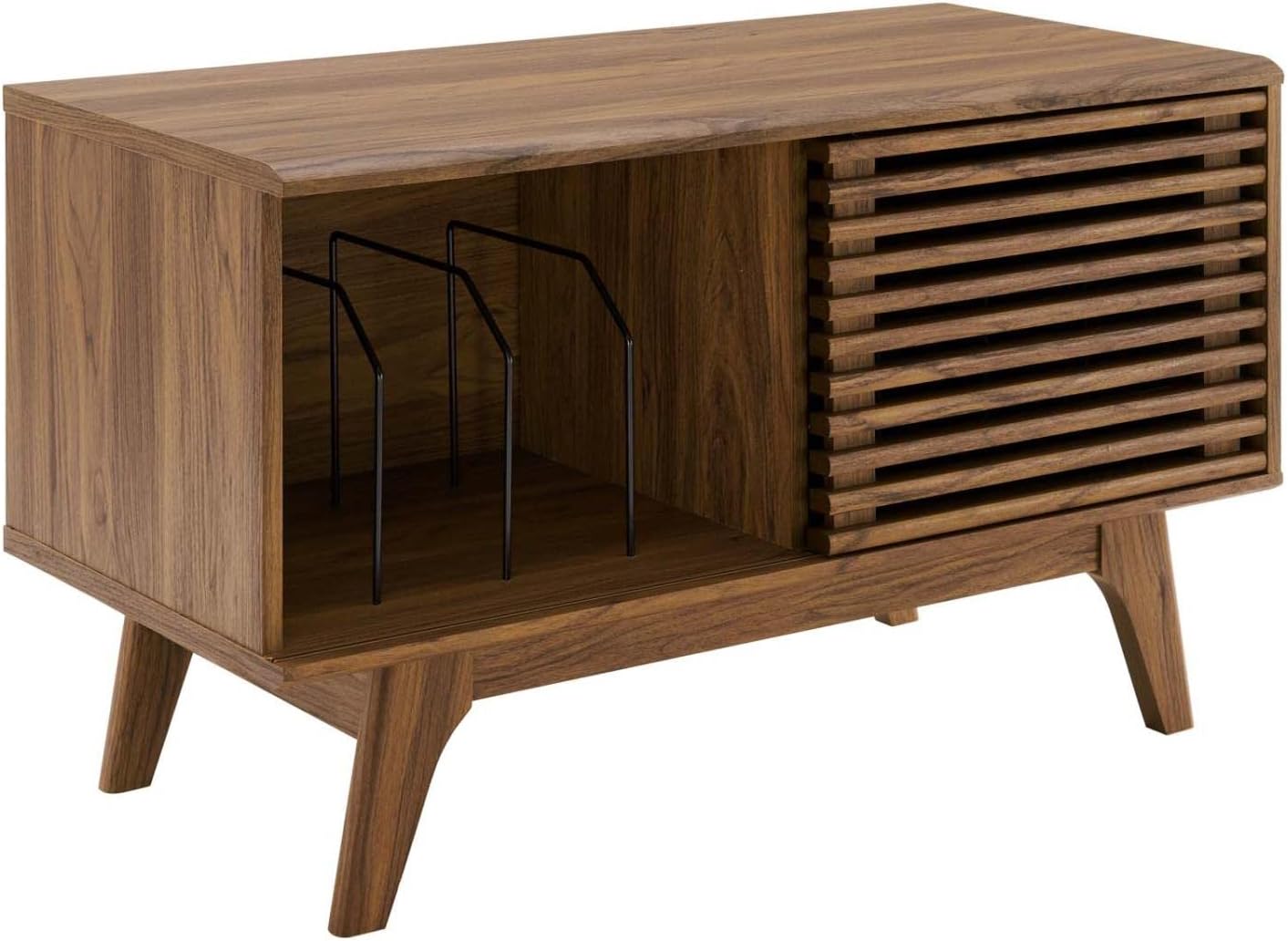 Modway Render Mid-Century Modern 37" Vinyl Record Display Stand in Walnut, 37 Inch