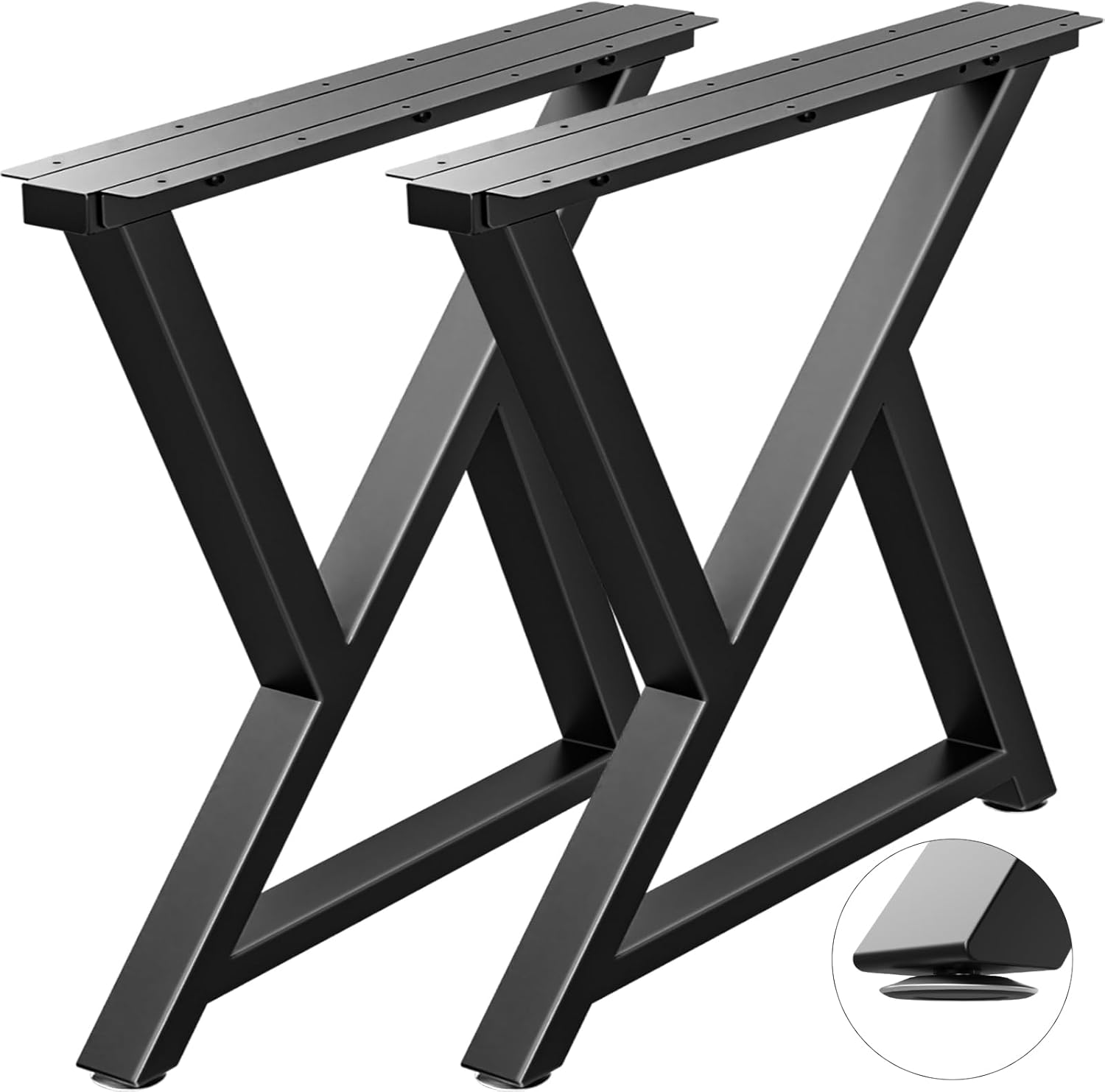 Metal Table Legs Heavy Duty, 28”H x 24”W, Metal Furniture Legs for Dining Desk Bench and Coffee Table, Industrial Black DIY Iron Bench Legs, Set of 2