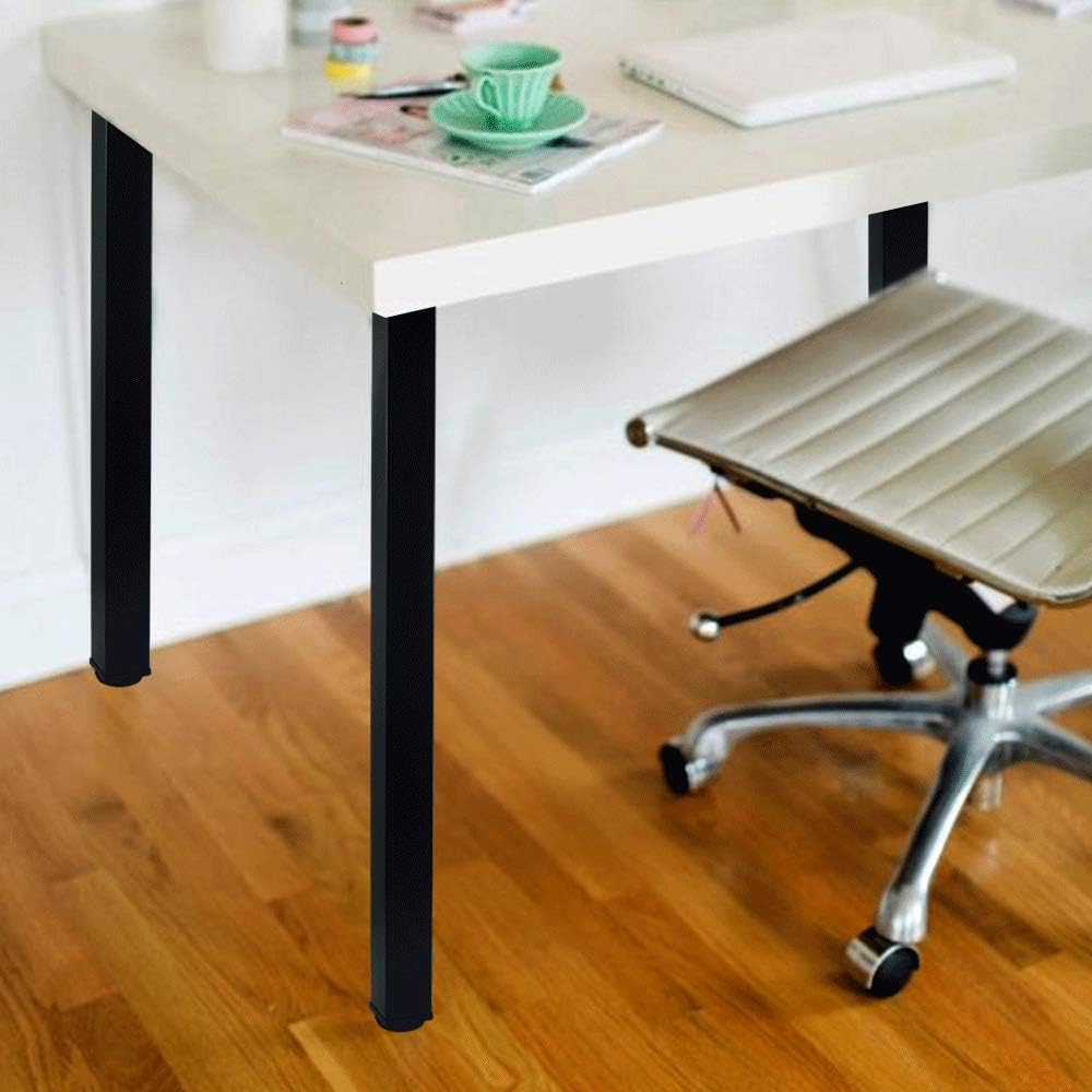 QLLY 28 inch Adjustable Metal Furniture Legs, Square Office Table Furniture Leg, Set of 4 (Black)