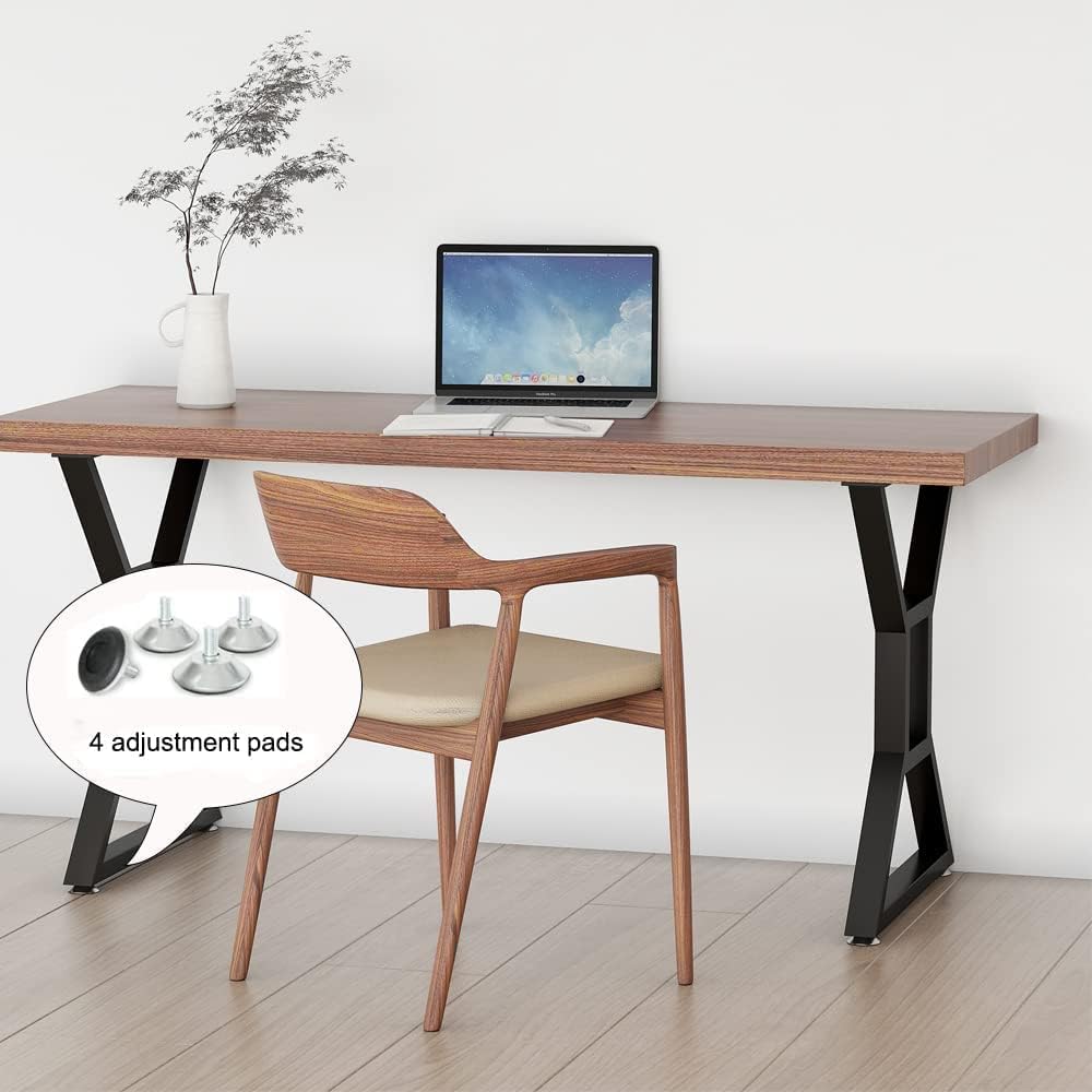 Metal Table Legs - Heavy Duty Desk & Furniture Legs, Modern Industrial Set of 2 (28" Height, 23.6" Wide)