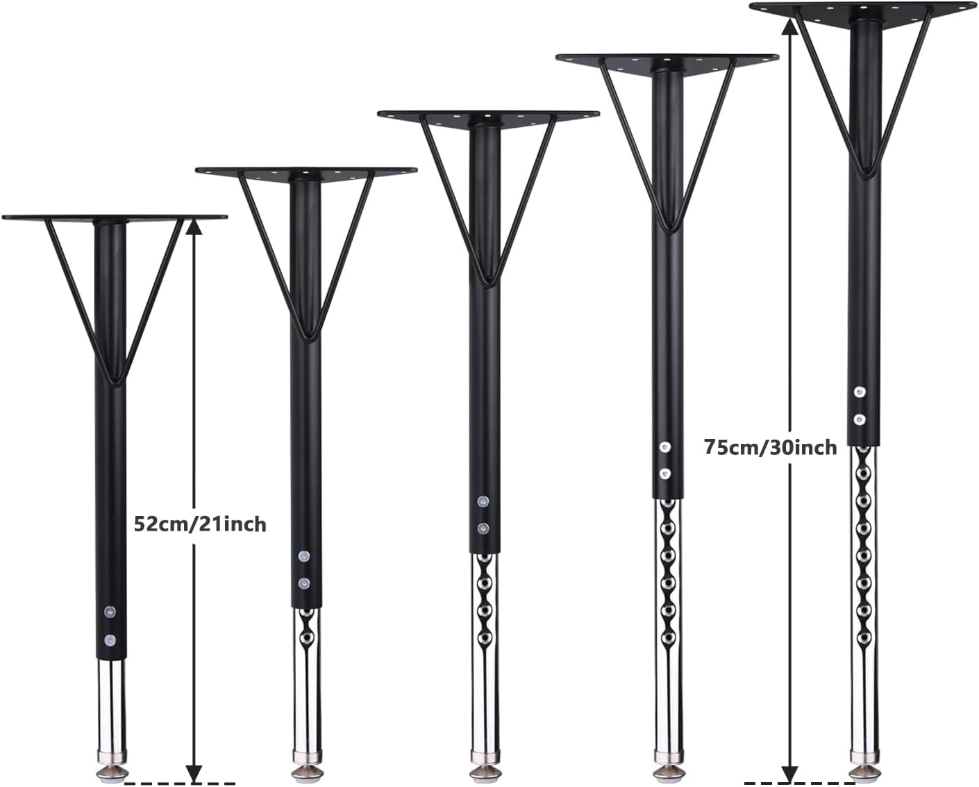 KAZAKA Adjustable Table Legs, 20-30 inch for Activity & Office Tables - Set of 4 (Black)
