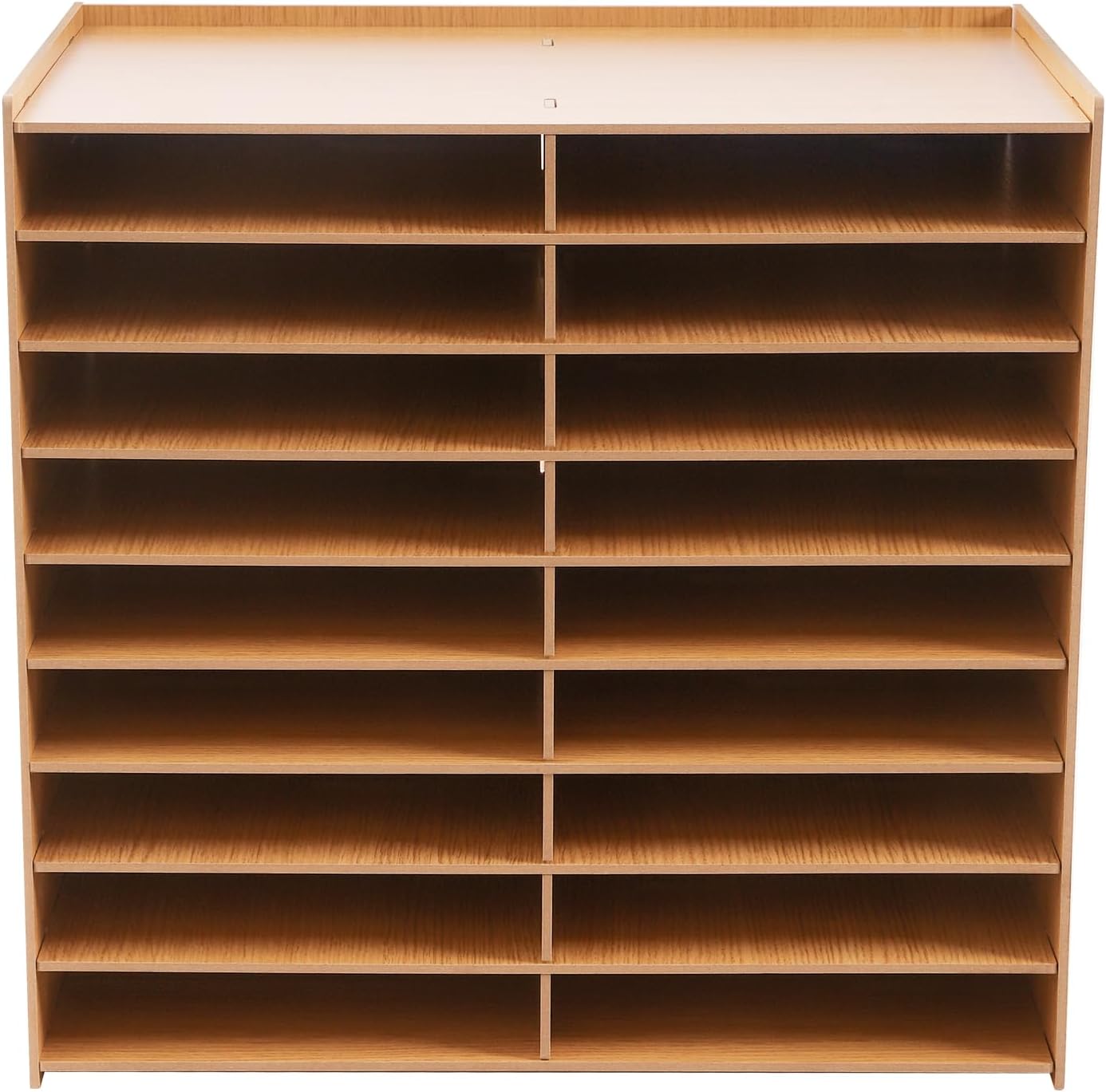 18 Slots Desktop Paper Mail Sorter Wood Office File Literature Organizer on Desk Floor, Paper Storage Cabinet Classroom Keepers Mailbox for Office Home School Mailrooms Organization