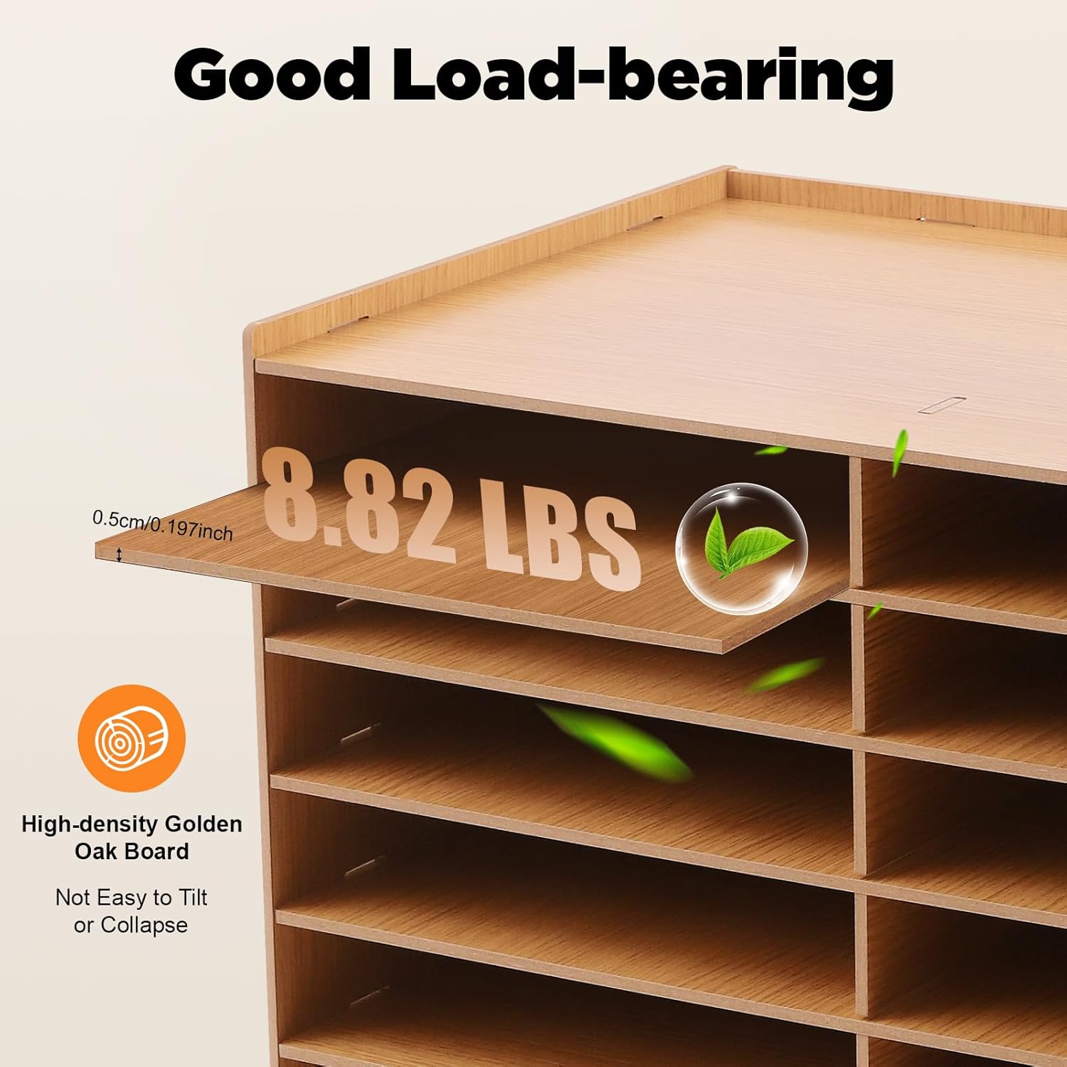 18 Slots Desktop Paper Mail Sorter Wood Office File Literature Organizer on Desk Floor, Paper Storage Cabinet Classroom Keepers Mailbox for Office Home School Mailrooms Organization