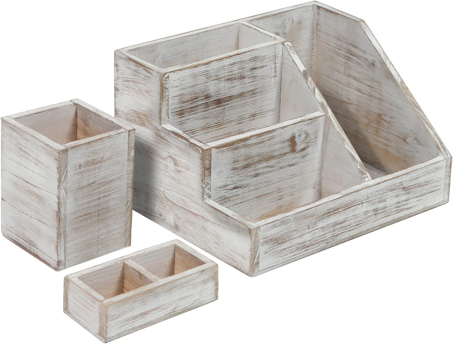 HBCY Creations 3 Piece Galvanized Metal Desk Organizer Set - Rustic Mail Organizer For Desktop - Great For Industrial Home Decor! Makeup Organizer For Vanity