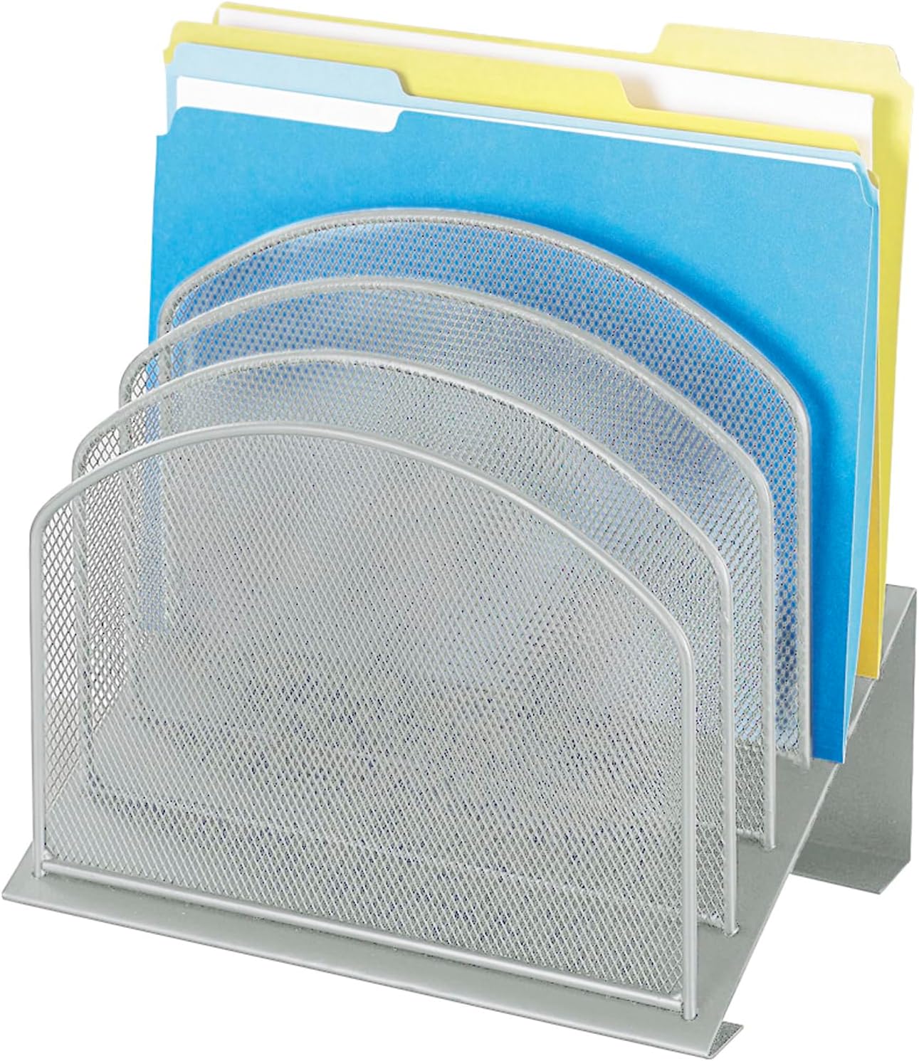Safco Onyx Desk Organizer, 5 Tiered Vertical Compartments, Office and Classroom Mailbox , Paper and Mail Sorter, Steel Mesh, Black