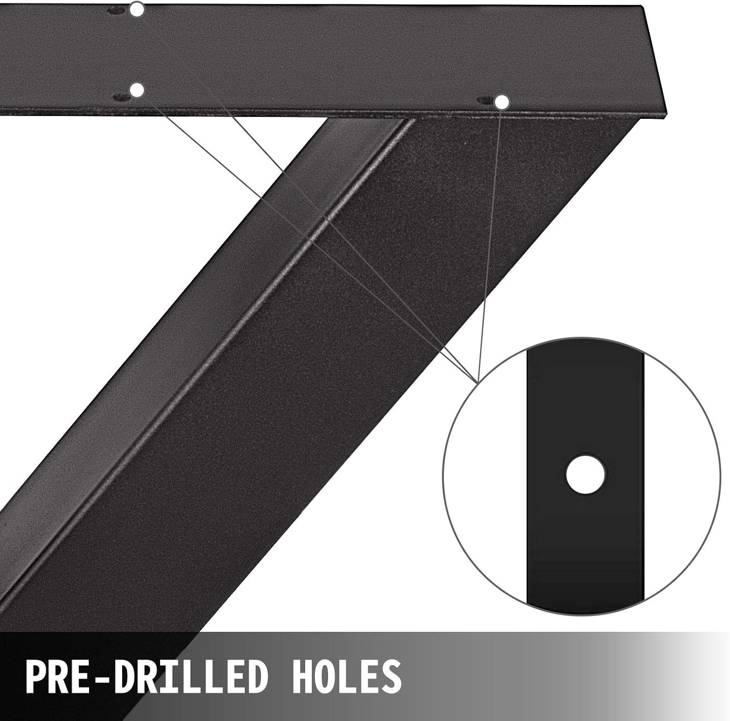 VEVOR Set of 2 Steel Table Legs, 28'' Height 30'' Wide, Heavy Duty 3.1'' Square Box Section X Frame, 28x30x3.1 Inch Black Color Industrial Country Style Metal Dining Legs