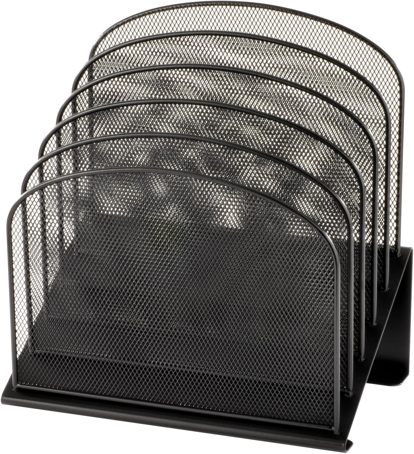 Safco Onyx Desk Organizer, 5 Tiered Vertical Compartments, Office and Classroom Mailbox , Paper and Mail Sorter, Steel Mesh, Black