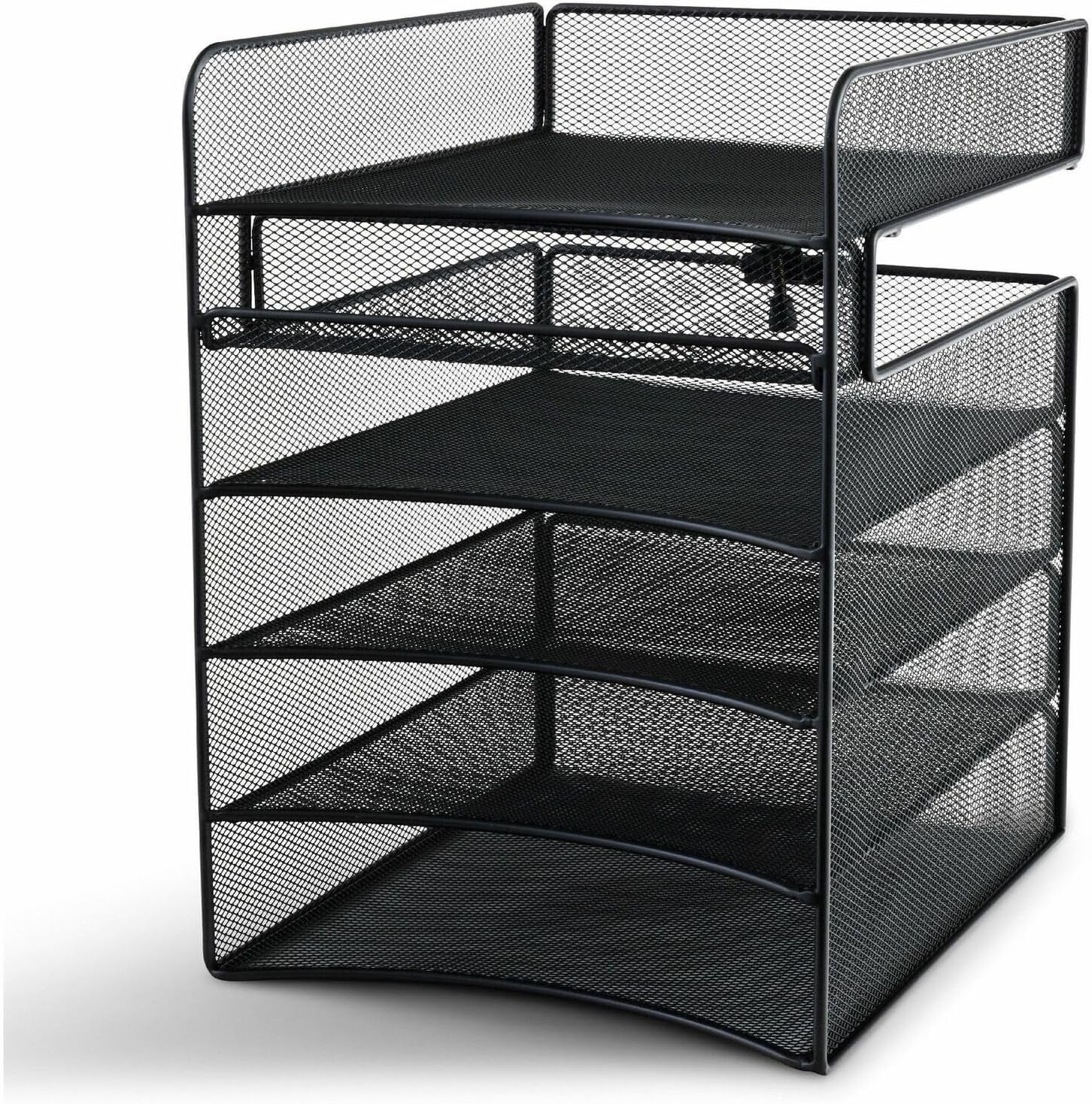 Safco Onyx Hanging Desktop Organizer with 5 Horizontal Trays, Under-Desk Storage. Fits Tables 1.75" Thick and Under, Silver