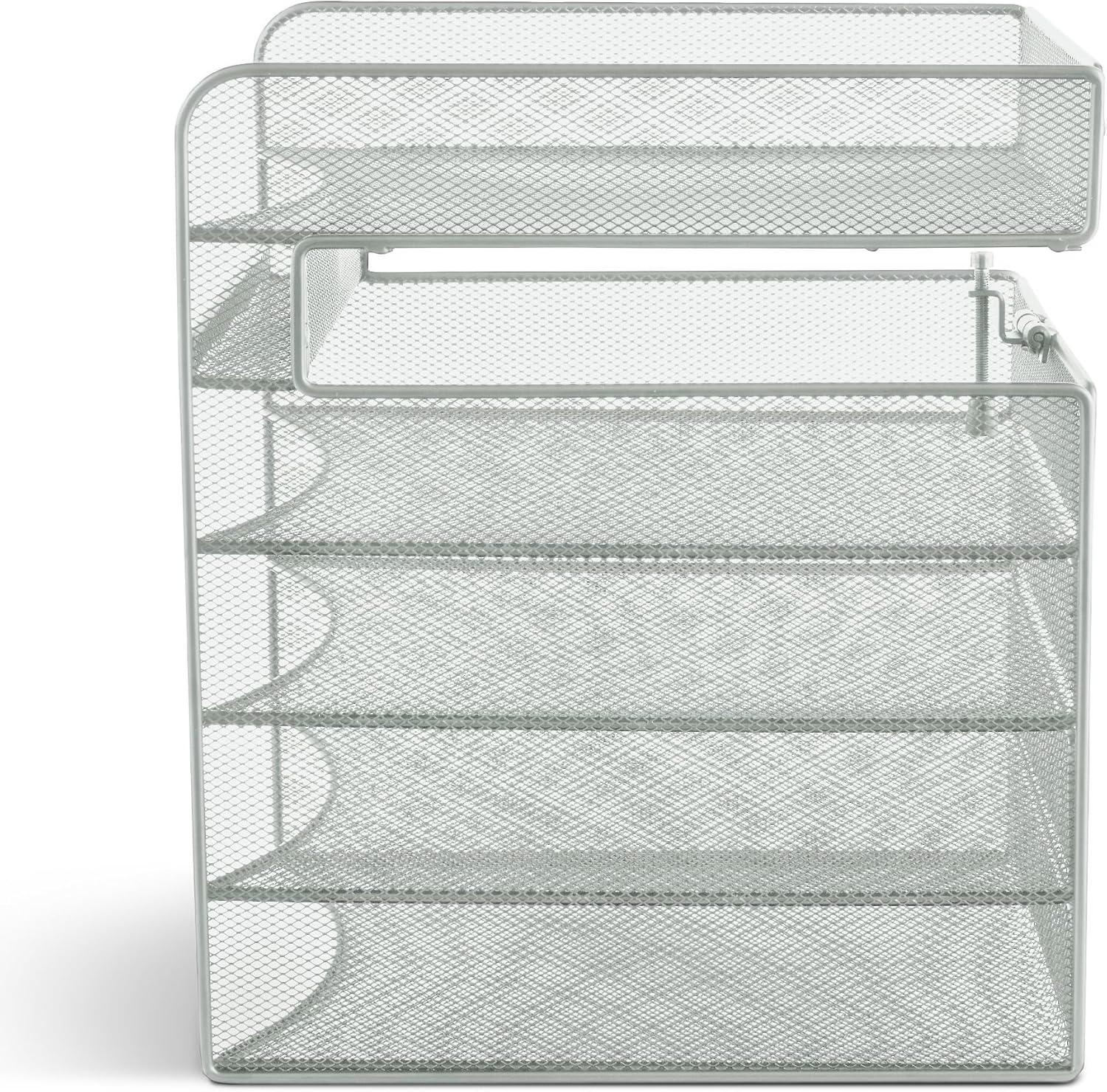 Safco Onyx Hanging Desktop Organizer with 5 Horizontal Trays, Under-Desk Storage. Fits Tables 1.75" Thick and Under, Silver
