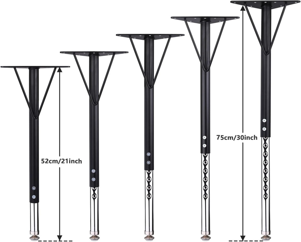 KAZAKA Adjustable Table Legs, 20-30 inch for Activity & Office Tables - Set of 4 (Black)