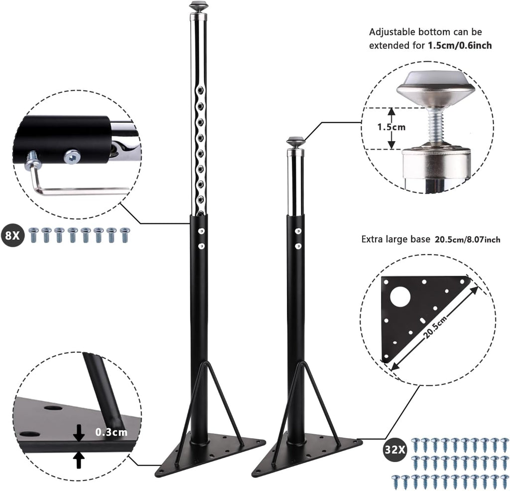 KAZAKA Adjustable Table Legs, 20-30 inch for Activity & Office Tables - Set of 4 (Black)