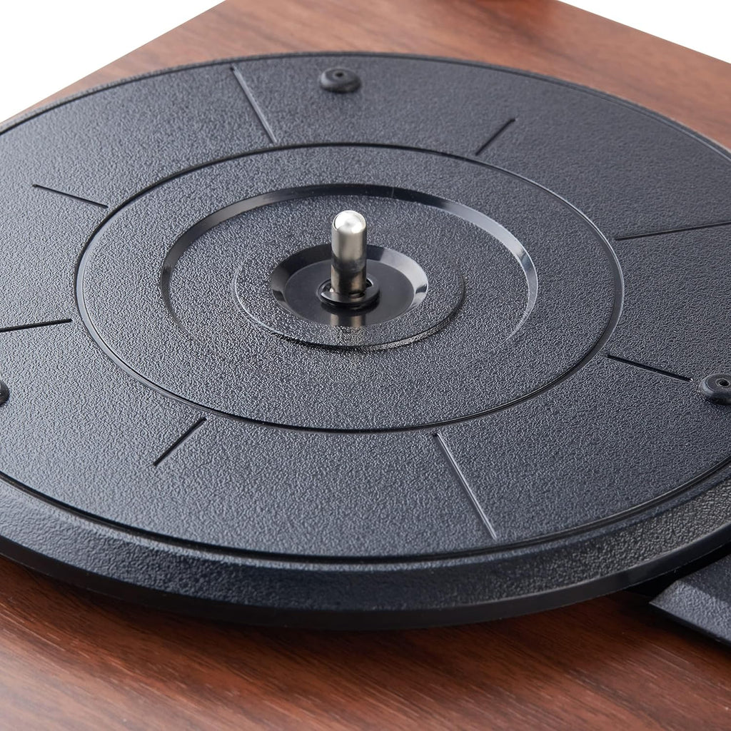 Amazon Basics Desktop Turntable Vinyl Record Player with Bluetooth and Built-in Speakers, 3-Speed, Black